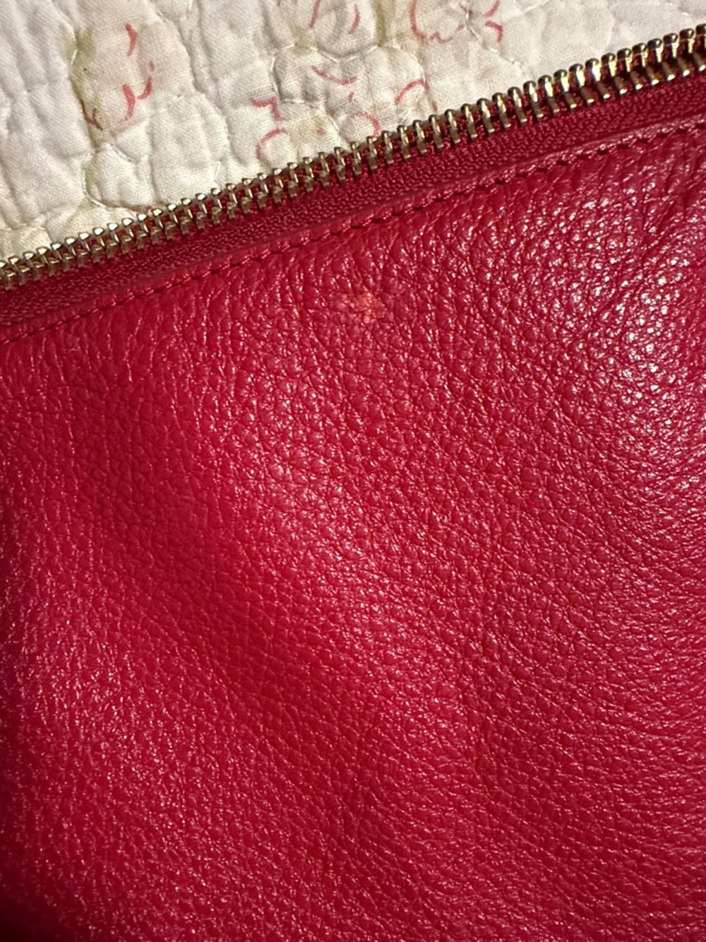 Coach Red Pebbled Leather Tote with Exterior Pockets - Picture 6 of 6